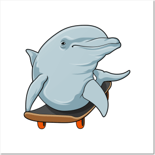 Dolphin as Skater with Skateboard Posters and Art